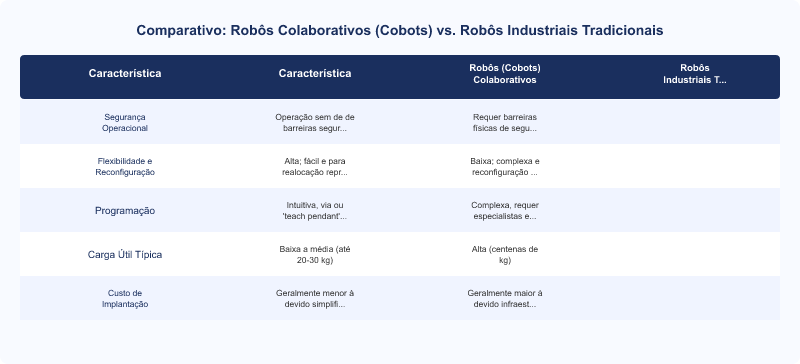 Diagrama técnico: Benefícios dos Robôs Colaborativos: Flexibilidade, Segurança e Programação
