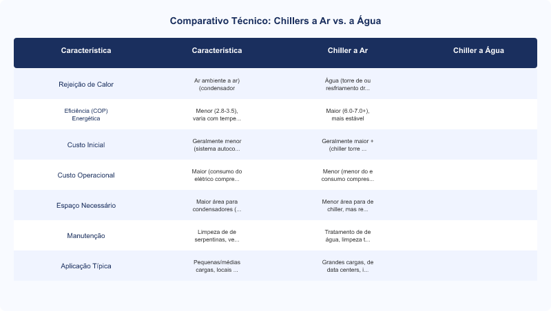Diagrama técnico: Chillers a Ar vs. a Água: Diferenças Técnicas e Aplicações Industriais