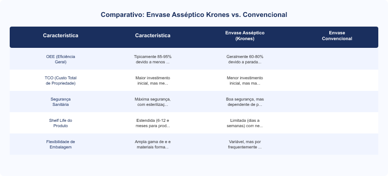 Diagrama técnico: Envase Asséptico Krones vs. Convencional: OEE, TCO e Segurança Sanitária