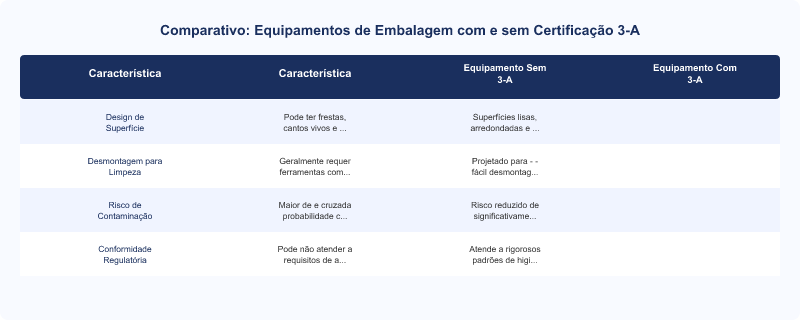Diagrama técnico: Importância da Certificação 3-A Sanitary Standards em Equipamentos de Embalagem
