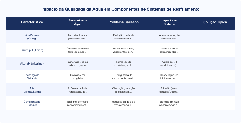 Diagrama técnico: Qualidade da Água em Sistemas de Resfriamento Industrial: Impacto e Normas