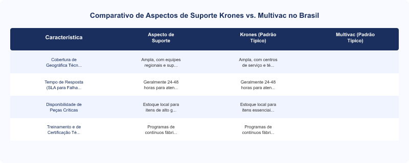 Diagrama técnico: SLA de Suporte e Peças Krones e Multivac no Brasil: Guia Técnico