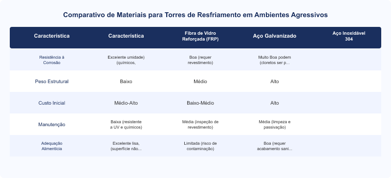 Diagrama técnico: Torres de Resfriamento Korper: Fibra de Vidro Reforçada em Indústrias Químicas e de Alimentos